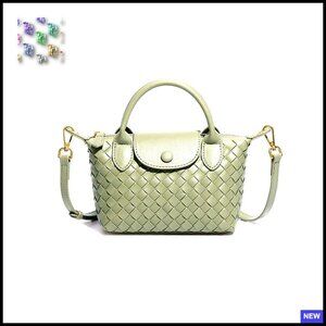 Braided Faux Leather Satchel Handbag Adjustable Strap Hobo Style Daily Use
